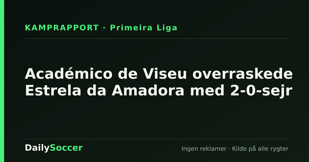 Académico de Viseu overraskede Estrela da Amadora med 2-0-sejr — DailySoccer