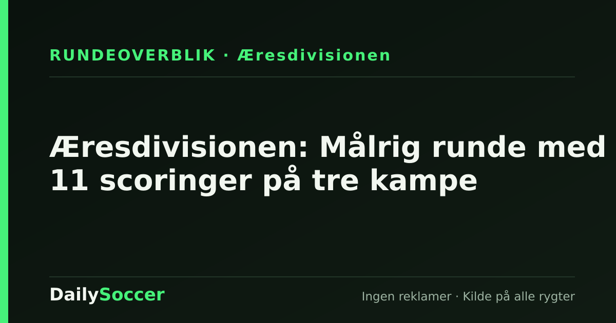 Æresdivisionen: Målrig runde med 11 scoringer på tre kampe — DailySoccer