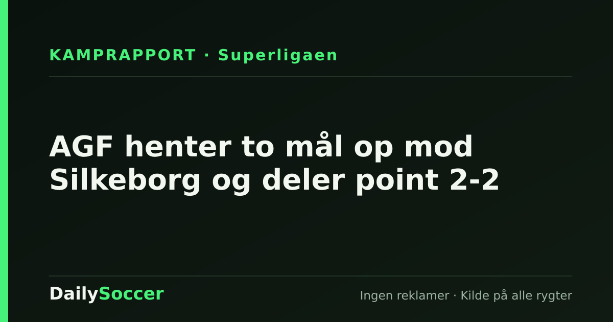 AGF henter to mål op mod Silkeborg og deler point 2-2 — DailySoccer