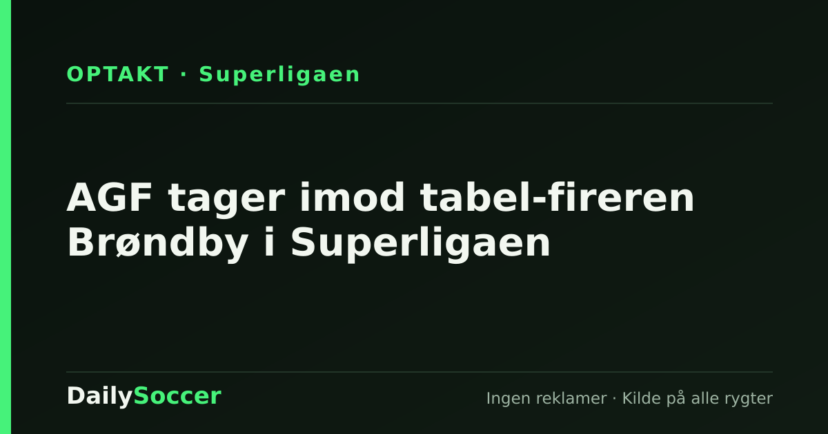 AGF tager imod tabel-fireren Brøndby i Superligaen — DailySoccer