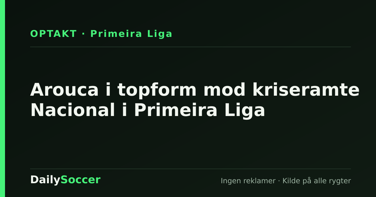Arouca i topform mod kriseramte Nacional i Primeira Liga — DailySoccer