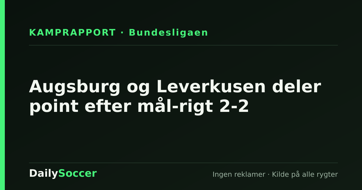 Augsburg og Leverkusen deler point efter mål-rigt 2-2 — DailySoccer
