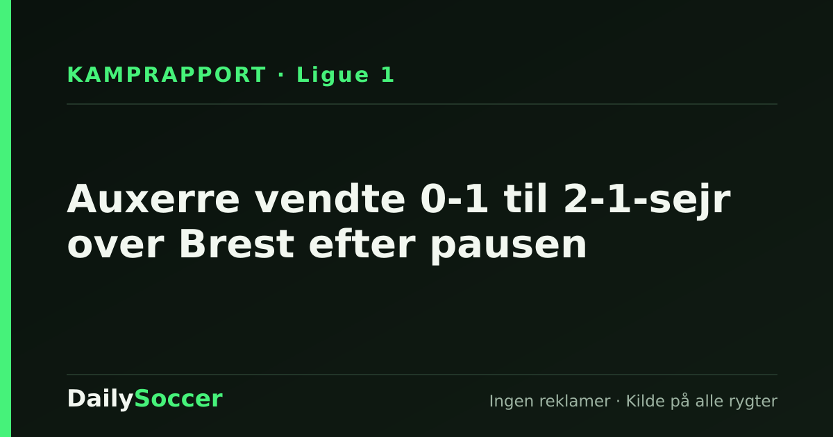 Auxerre vendte 0-1 til 2-1-sejr over Brest efter pausen — DailySoccer