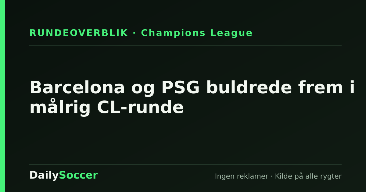 Barcelona og PSG buldrede frem i målrig CL-runde — DailySoccer