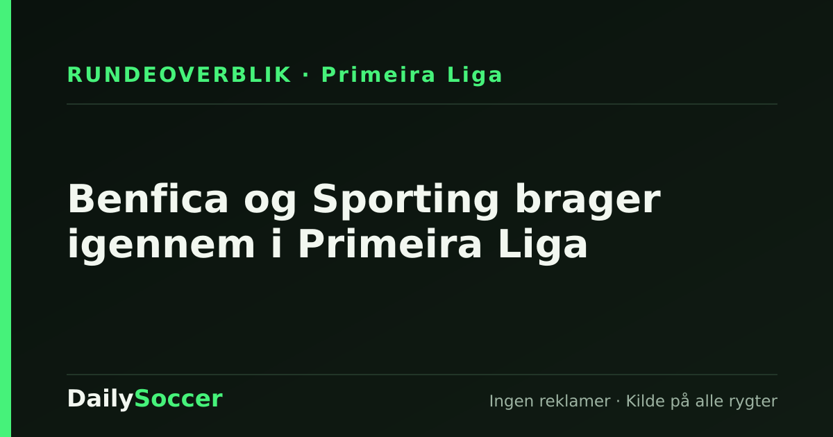 Benfica og Sporting brager igennem i Primeira Liga — DailySoccer