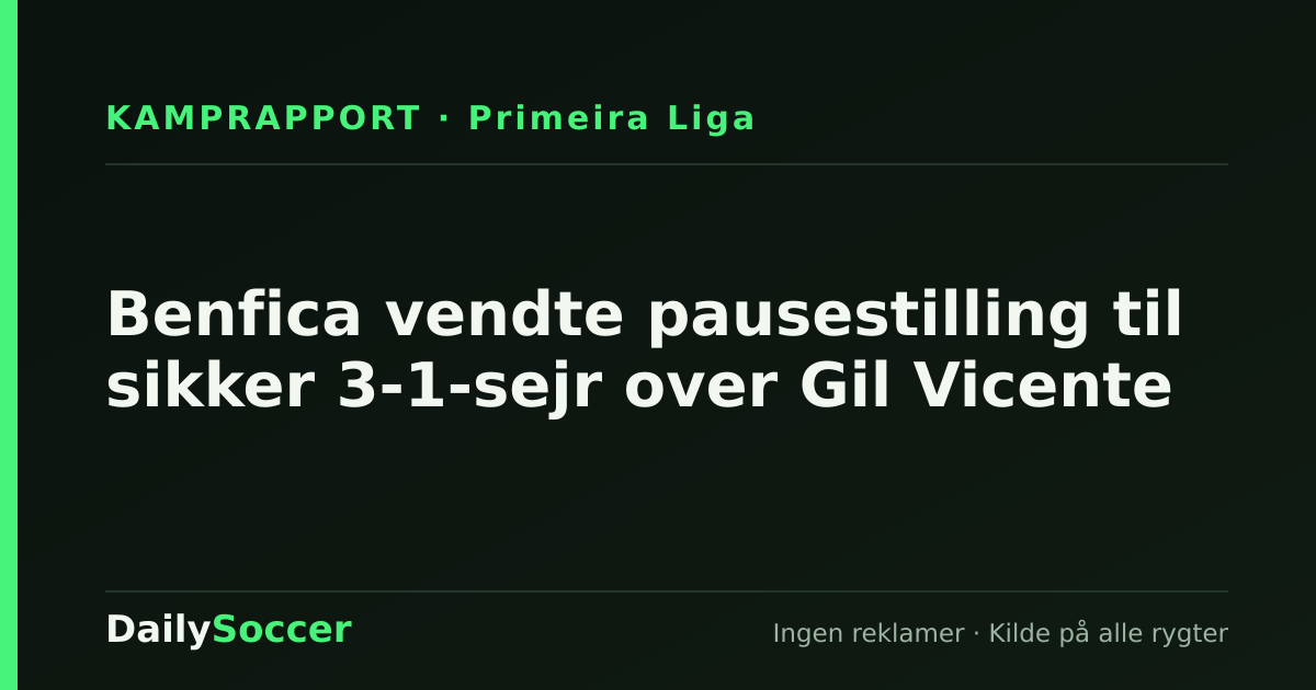 Benfica vendte pausestilling til sikker 3-1-sejr over Gil Vicente — DailySoccer