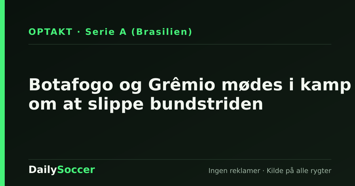 Botafogo og Grêmio mødes i kamp om at slippe bundstriden — DailySoccer