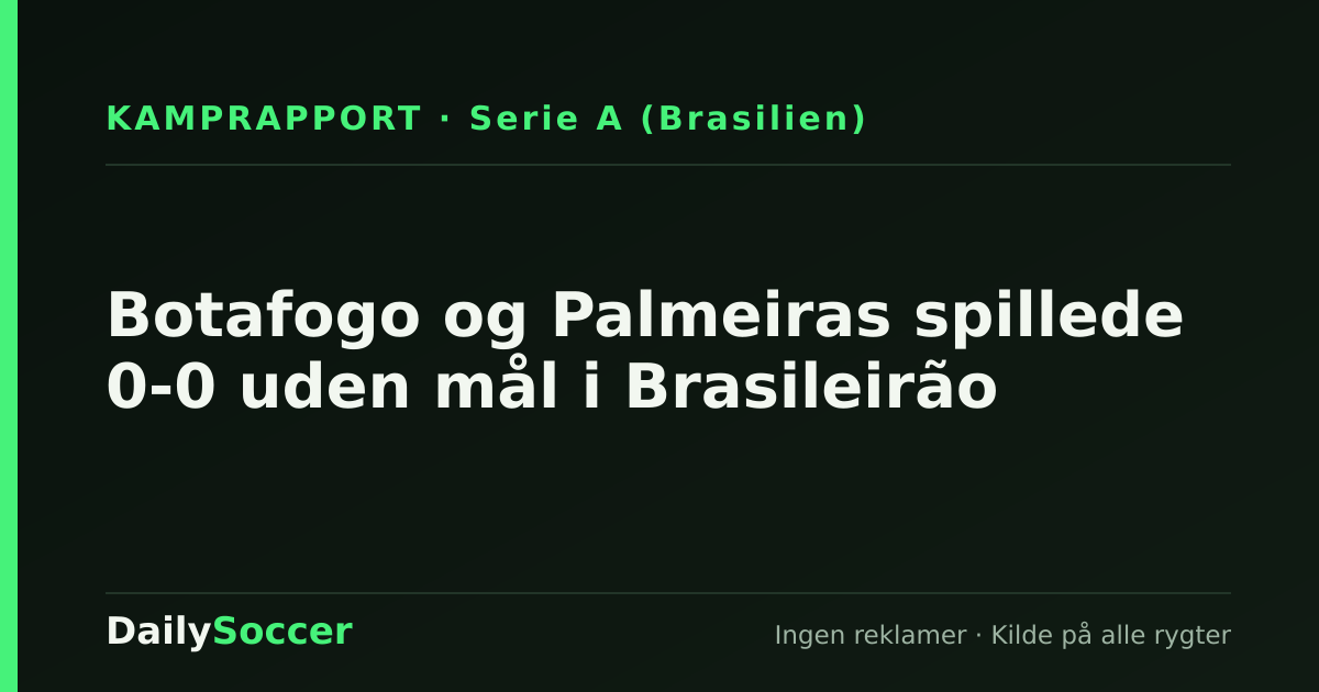 Botafogo og Palmeiras spillede 0-0 uden mål i Brasileirão — DailySoccer
