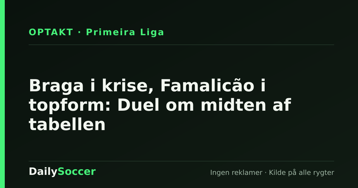 Braga i krise, Famalicão i topform: Duel om midten af tabellen — DailySoccer