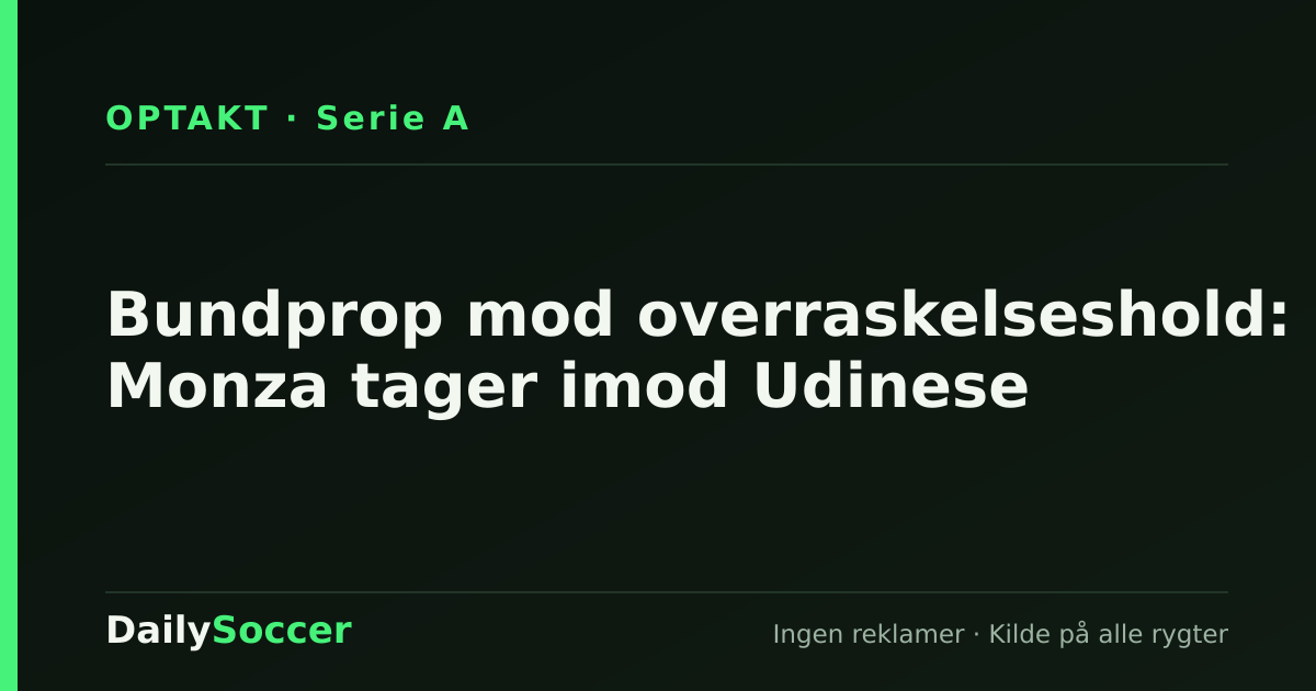 Bundprop mod overraskelseshold: Monza tager imod Udinese — DailySoccer