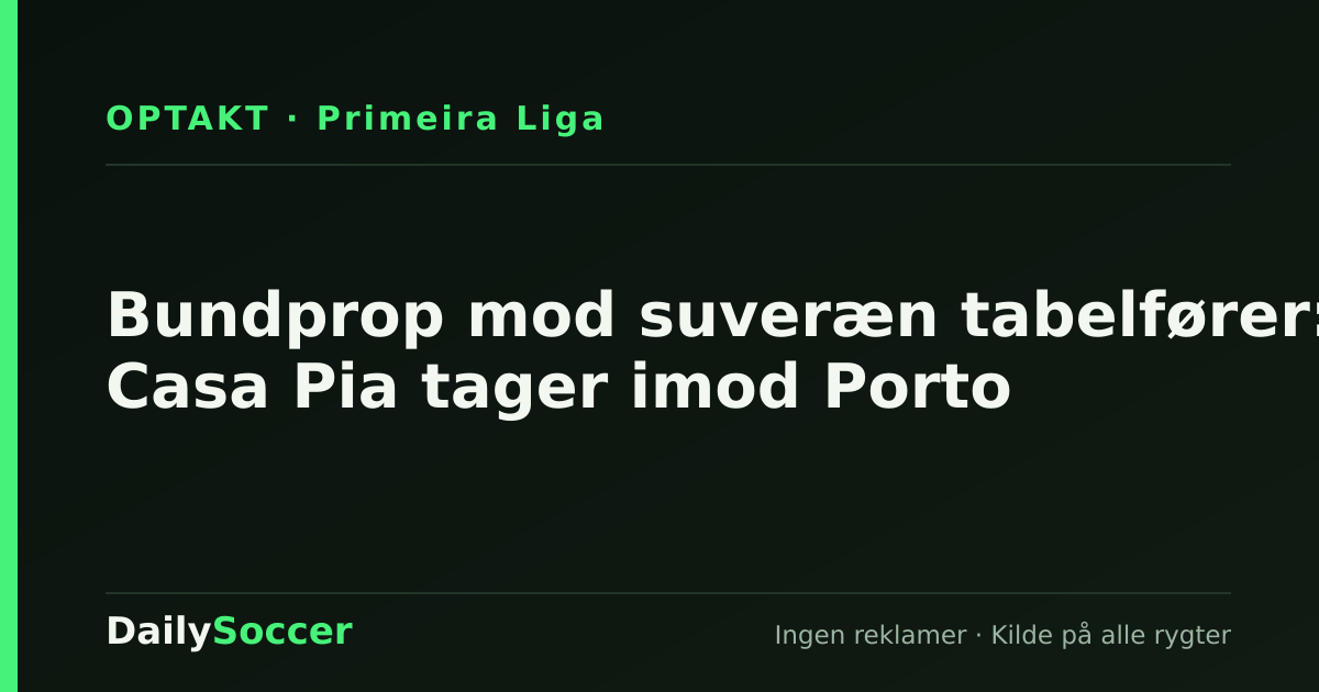 Bundprop mod suveræn tabelfører: Casa Pia tager imod Porto — DailySoccer