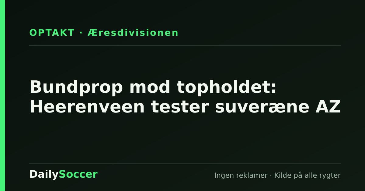 Bundprop mod topholdet: Heerenveen tester suveræne AZ — DailySoccer