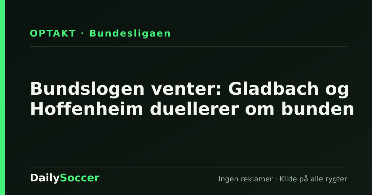 Bundslogen venter: Gladbach og Hoffenheim duellerer om bunden — DailySoccer