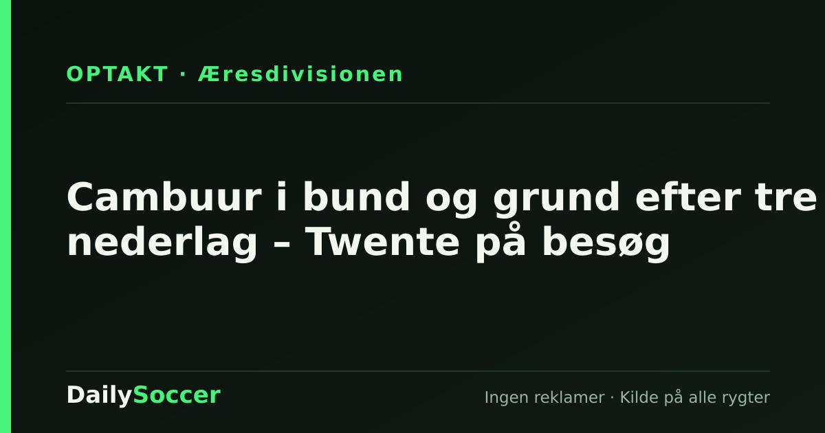 Cambuur i bund og grund efter tre nederlag – Twente på besøg — DailySoccer