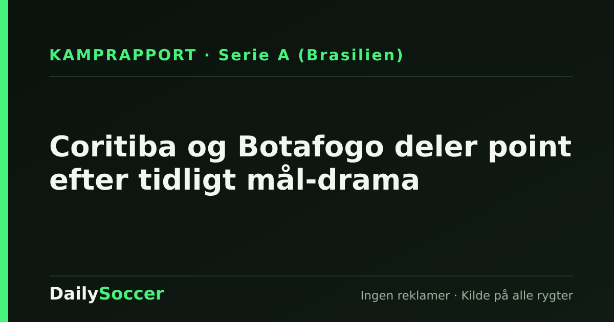 Coritiba og Botafogo deler point efter tidligt mål-drama — DailySoccer