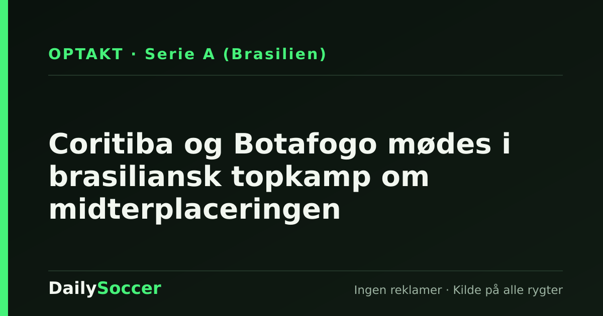 Coritiba og Botafogo mødes i brasiliansk topkamp om midterplaceringen — DailySoccer
