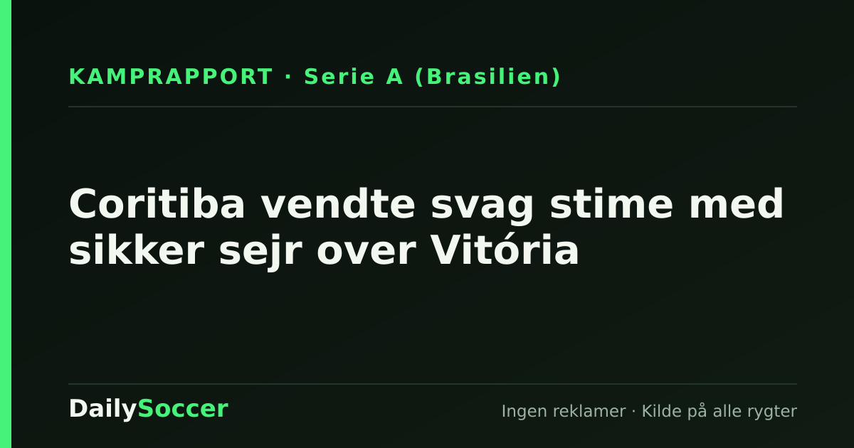 Coritiba vendte svag stime med sikker sejr over Vitória — DailySoccer