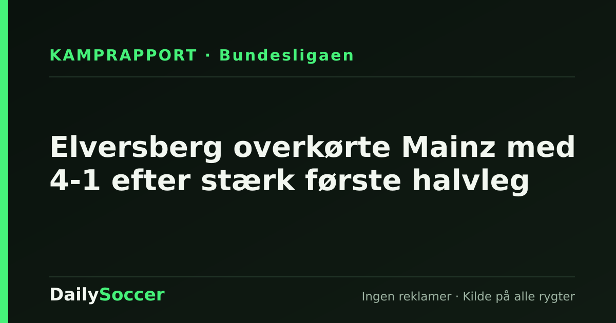 Elversberg overkørte Mainz med 4-1 efter stærk første halvleg — DailySoccer