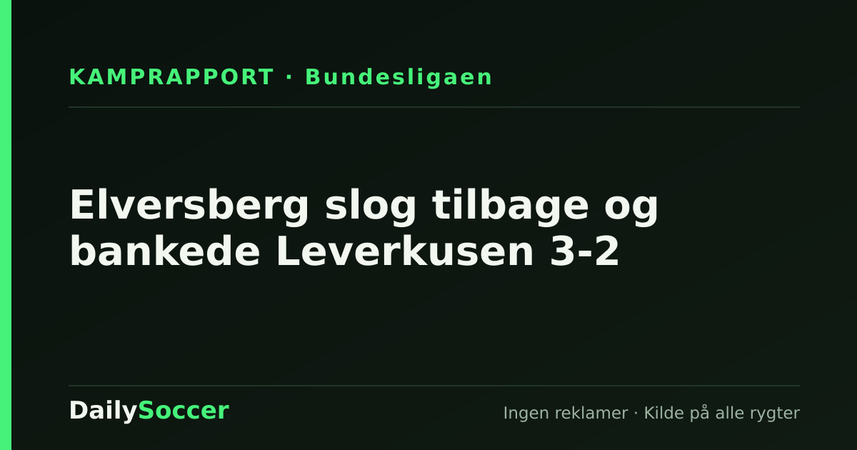 Elversberg slog tilbage og bankede Leverkusen 3-2 — DailySoccer