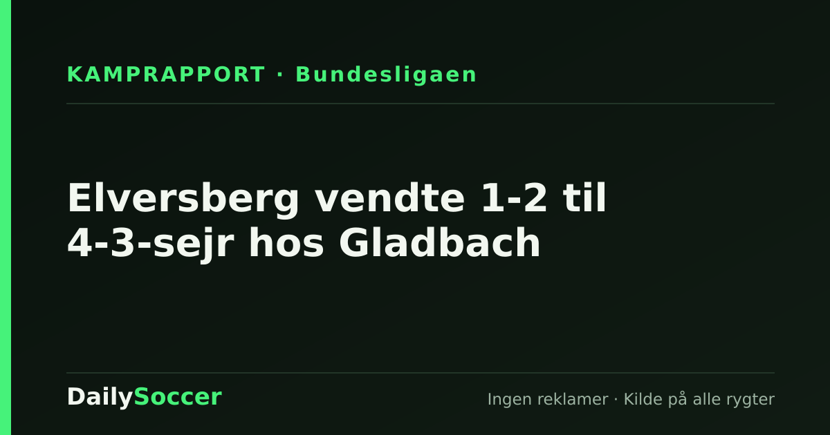 Elversberg vendte 1-2 til 4-3-sejr hos Gladbach — DailySoccer