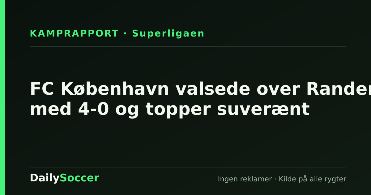 FC København valsede over Randers med 4-0 og topper suverænt — DailySoccer