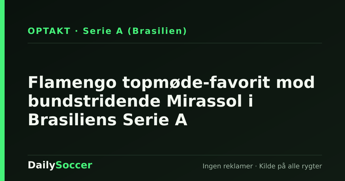 Flamengo topmøde-favorit mod bundstridende Mirassol i Brasiliens Serie A — DailySoccer