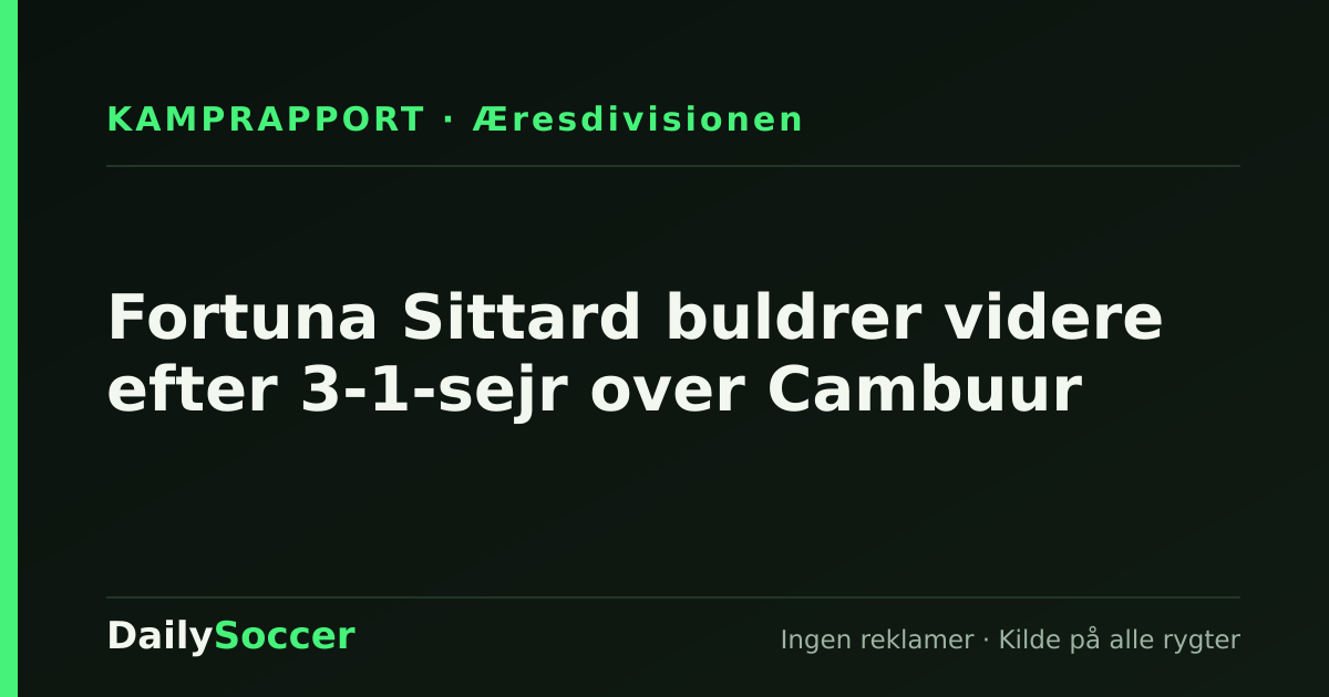 Fortuna Sittard buldrer videre efter 3-1-sejr over Cambuur — DailySoccer