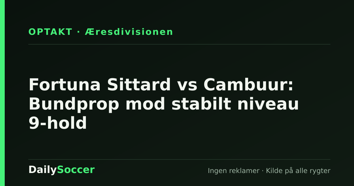 Fortuna Sittard vs Cambuur: Bundprop mod stabilt niveau 9-hold — DailySoccer