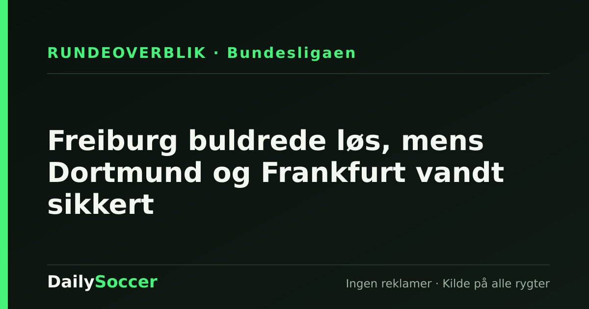 Freiburg buldrede løs, mens Dortmund og Frankfurt vandt sikkert — DailySoccer