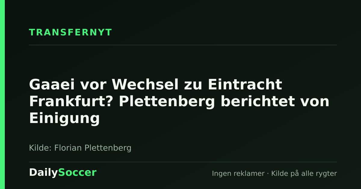 Gaaei vor Wechsel zu Eintracht Frankfurt? Plettenberg berichtet von Einigung — DailySoccer
