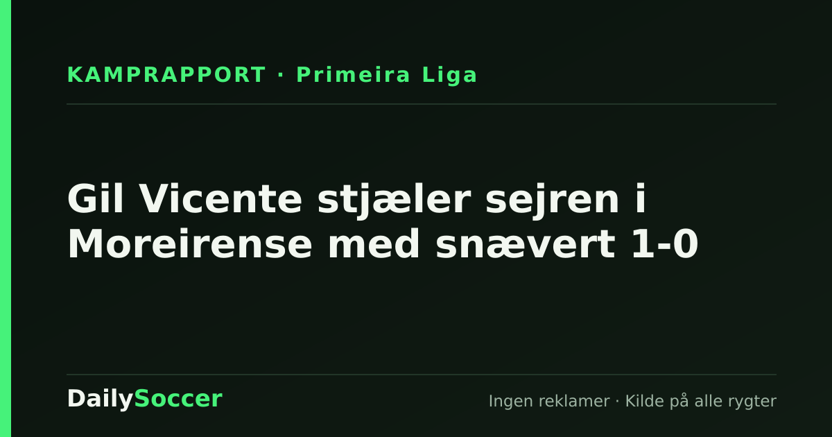 Gil Vicente stjæler sejren i Moreirense med snævert 1-0 — DailySoccer