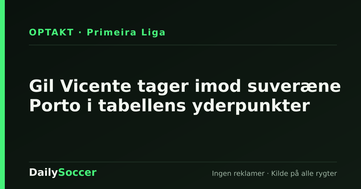 Gil Vicente tager imod suveræne Porto i tabellens yderpunkter — DailySoccer