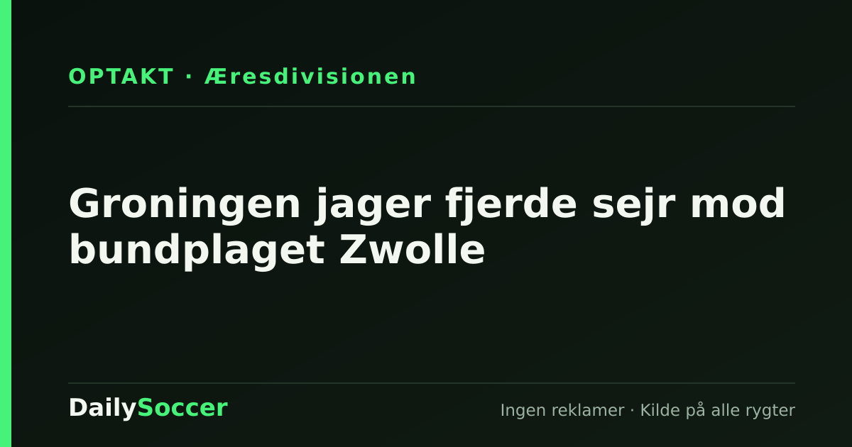 Groningen jager fjerde sejr mod bundplaget Zwolle — DailySoccer