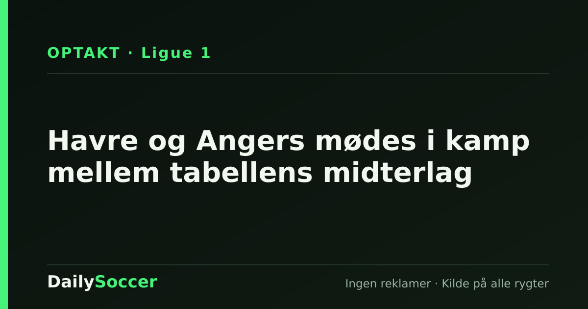 Havre og Angers mødes i kamp mellem tabellens midterlag — DailySoccer
