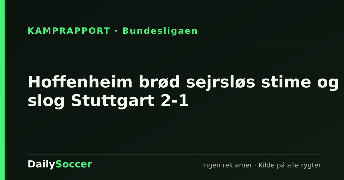 Hoffenheim brød sejrsløs stime og slog Stuttgart 2-1 — DailySoccer