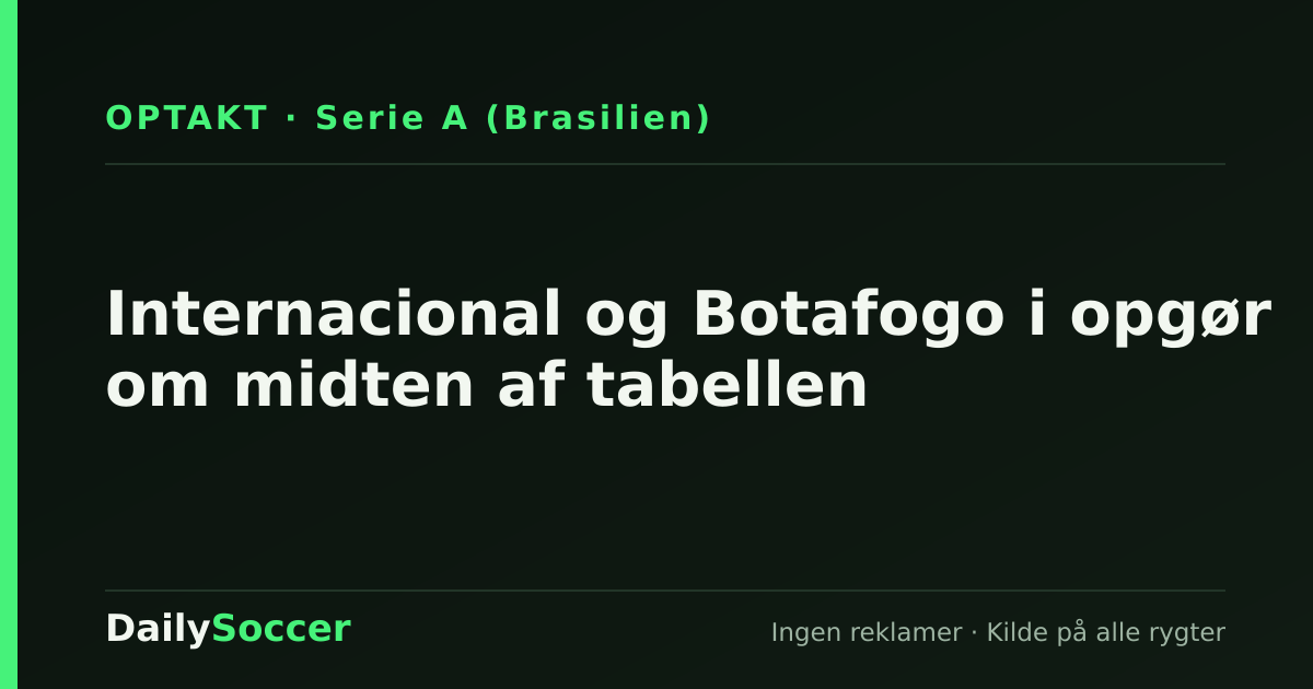 Internacional og Botafogo i opgør om midten af tabellen — DailySoccer