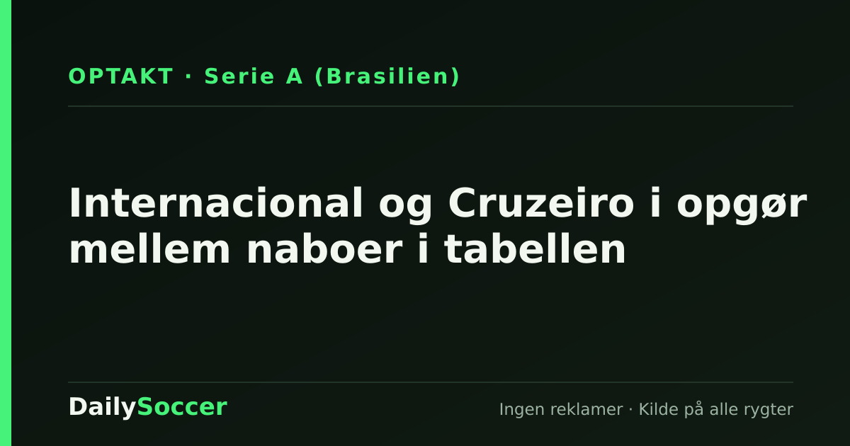 Internacional og Cruzeiro i opgør mellem naboer i tabellen — DailySoccer