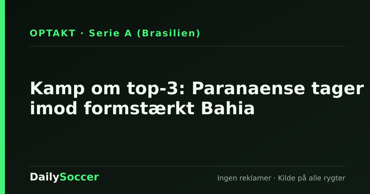 Kamp om top-3: Paranaense tager imod formstærkt Bahia — DailySoccer