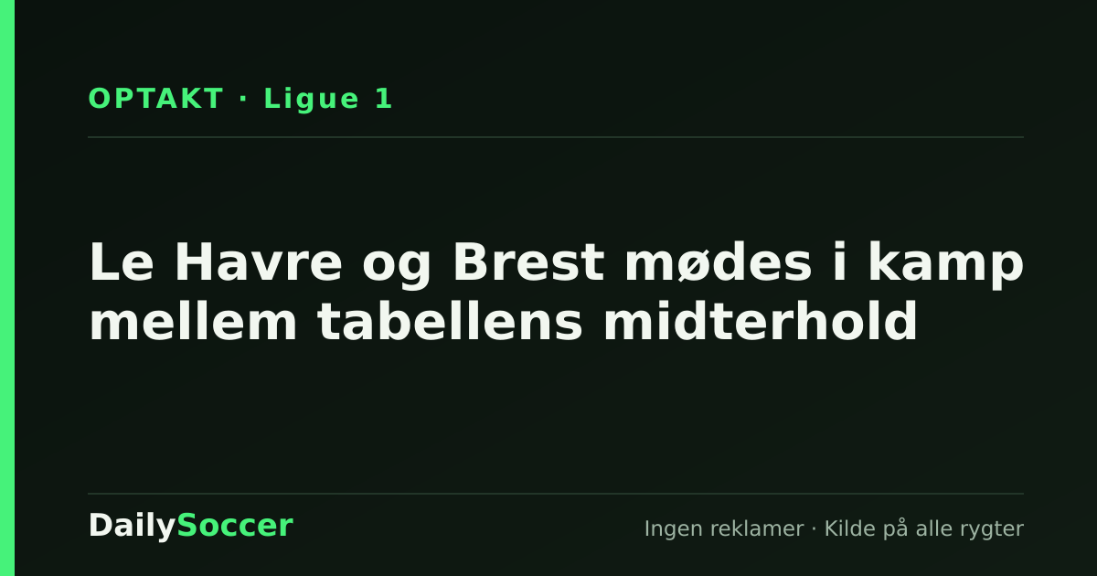 Le Havre og Brest mødes i kamp mellem tabellens midterhold — DailySoccer