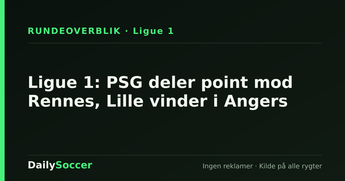 Ligue 1: PSG deler point mod Rennes, Lille vinder i Angers — DailySoccer