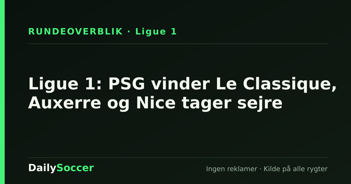 Ligue 1: PSG vinder Le Classique, Auxerre og Nice tager sejre — DailySoccer