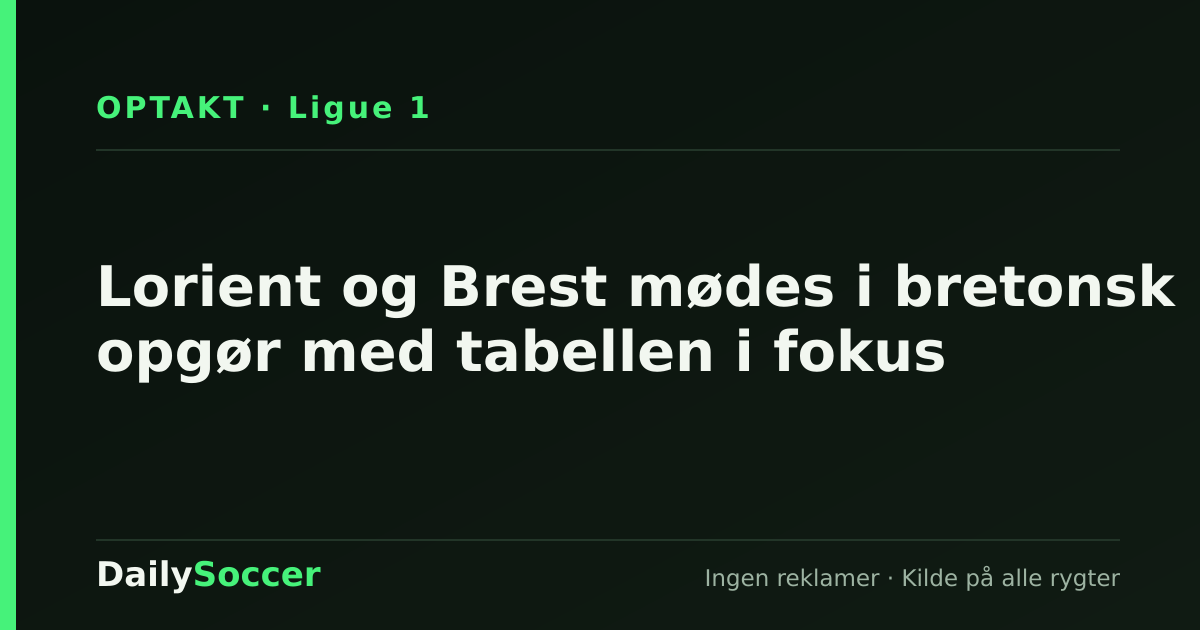 Lorient og Brest mødes i bretonsk opgør med tabellen i fokus — DailySoccer
