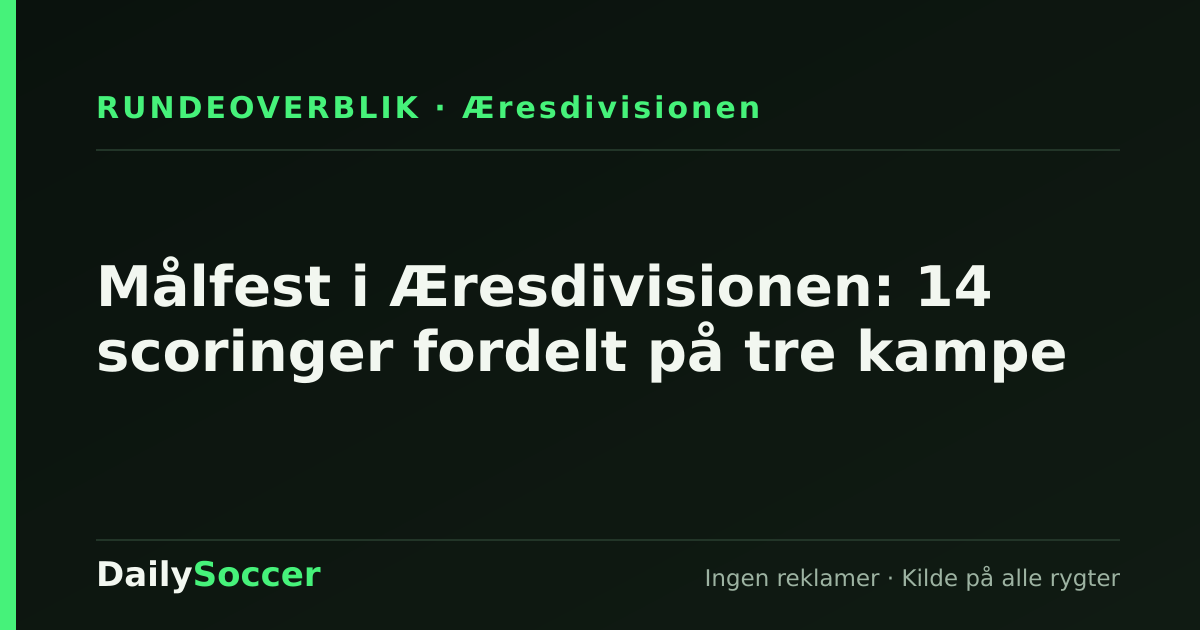Målfest i Æresdivisionen: 14 scoringer fordelt på tre kampe — DailySoccer