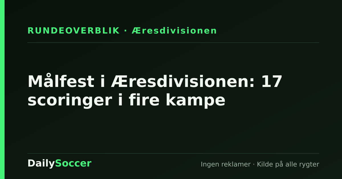 Målfest i Æresdivisionen: 17 scoringer i fire kampe — DailySoccer