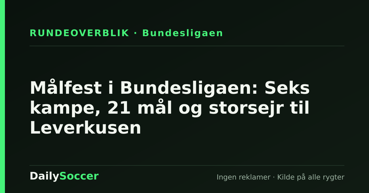 Målfest i Bundesligaen: Seks kampe, 21 mål og storsejr til Leverkusen — DailySoccer