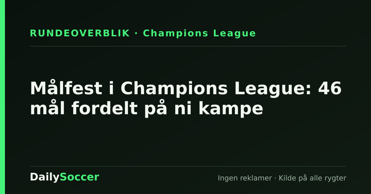 Målfest i Champions League: 46 mål fordelt på ni kampe — DailySoccer