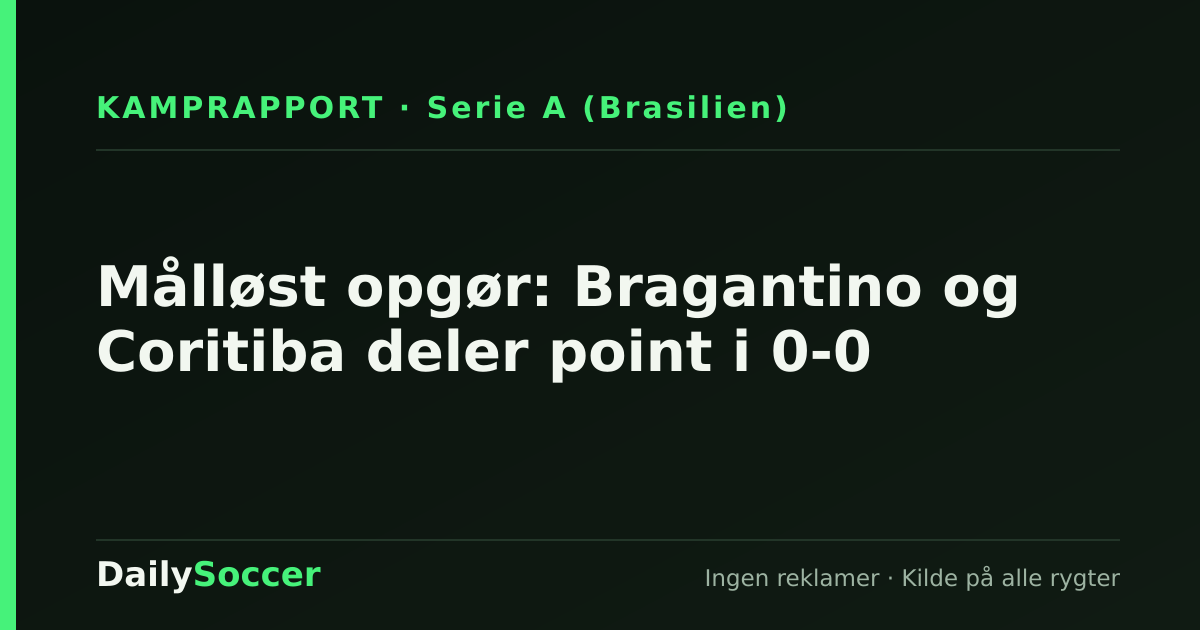 Målløst opgør: Bragantino og Coritiba deler point i 0-0 — DailySoccer