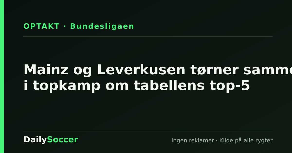 Mainz og Leverkusen tørner sammen i topkamp om tabellens top-5 — DailySoccer