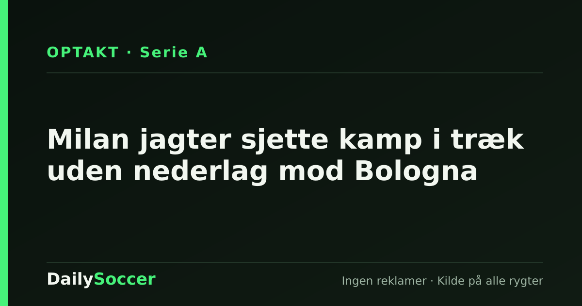 Milan jagter sjette kamp i træk uden nederlag mod Bologna — DailySoccer