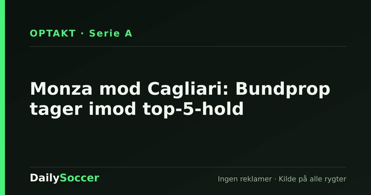 Monza mod Cagliari: Bundprop tager imod top-5-hold — DailySoccer